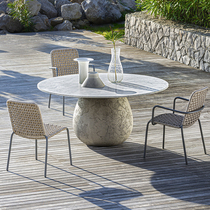 Outdoor Leisure Vine Chair Table and Chair Suite Combined Tripiece Waterproof Sun-Preserving Open-sky Hotel Rock Table Furniture
