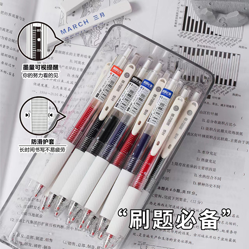 By Wo Shuo Press Pressing Large Capacity Middle Sex Pen Ink Pen pen Brush Inscriptions Pen Black 0 5mm Black Pen Needle Tube St Pen Head Second Dry Speed Dry Smooth Double Beads Refill HS277 -Taobao