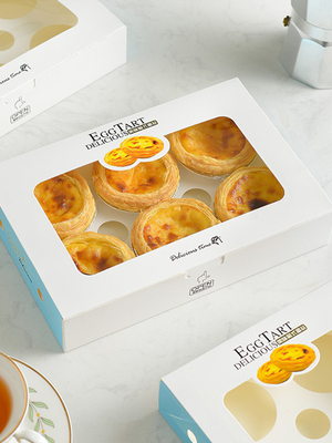 Box with egg tart repeatedly used commercial bag 1 2 4 6 12 grain open window cupcake packaging baking