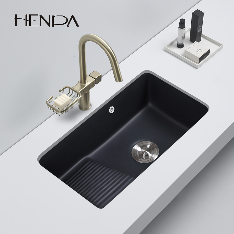 Ultra deep water trough floor Laundry basin Black Color Small size Balcony Flush ceramic Laundry basin with washboard