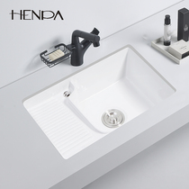 Home floor pelvic ceramic Laundry basin with washboard embedded laundry pool square ultra deep balcony laundry sink