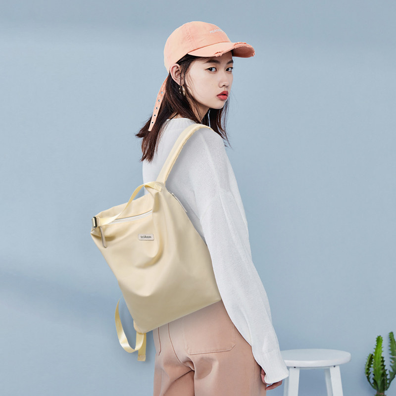 Double shoulder bag woman 2021 new summer 100 lap fashion canvas male and female backpack nylon light casual waterproof travel bag-Taobao