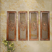 Four seasons flower and bird living room hanging screen partition Camphor wood decorative pendant Folding screen hanging screen