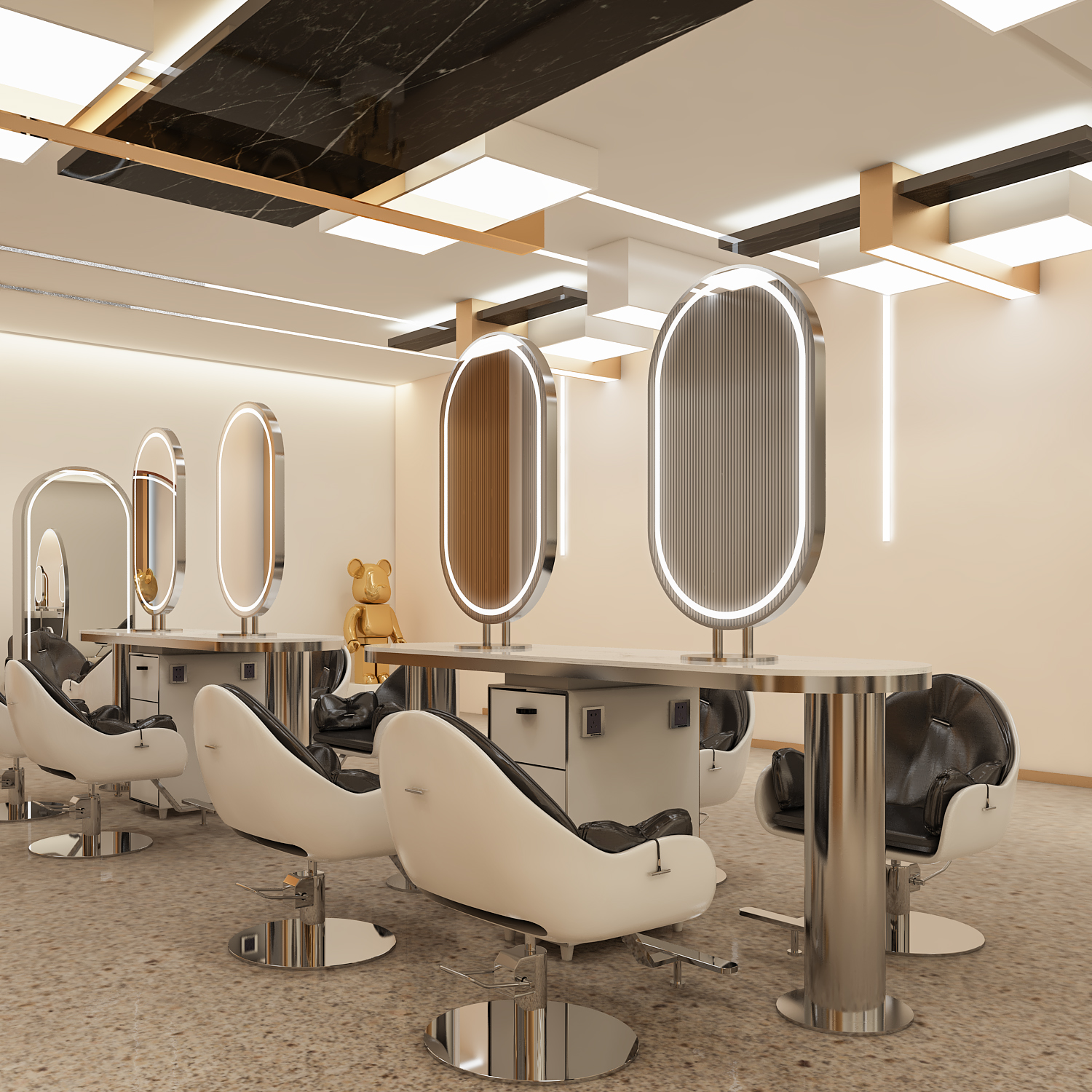 Mirror table hair salon mirror cabinet integrated hair salon special barber shop perm dyeing area hair cutting mirror with lamp high-grade decoration