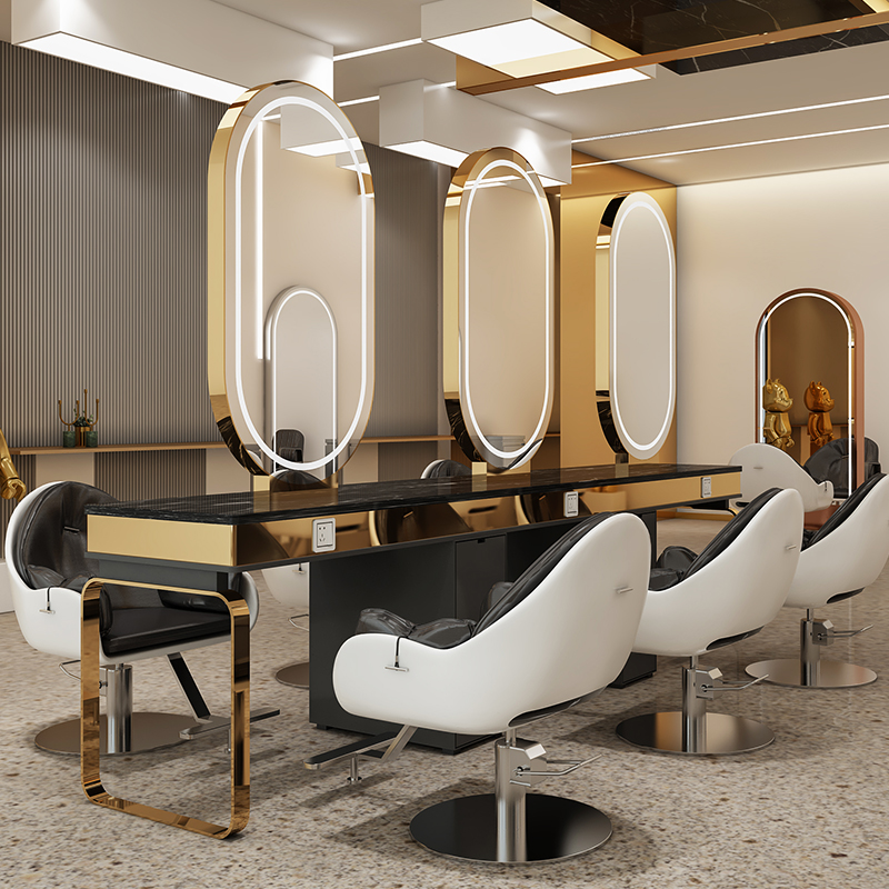 Stainless Steel Marble Rational Shop Mirror Table Cabinets Integrated Net Red Beauty Salon Tide Store Beauty Hair Mirror Hair Salon Special