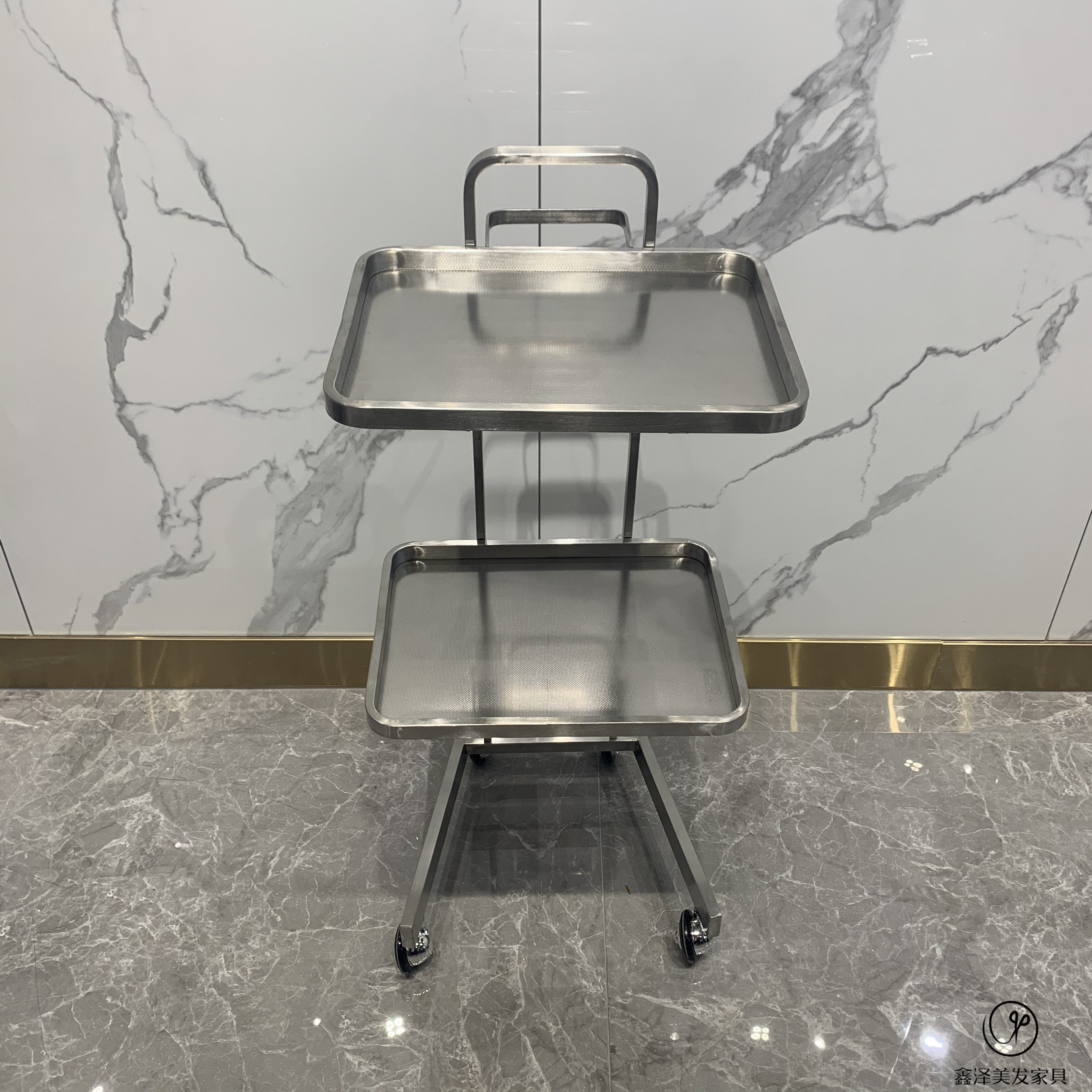 New stainless steel beauty salon trolley haircut haircut folding tool car hair salon ironing car anti-scratch hand