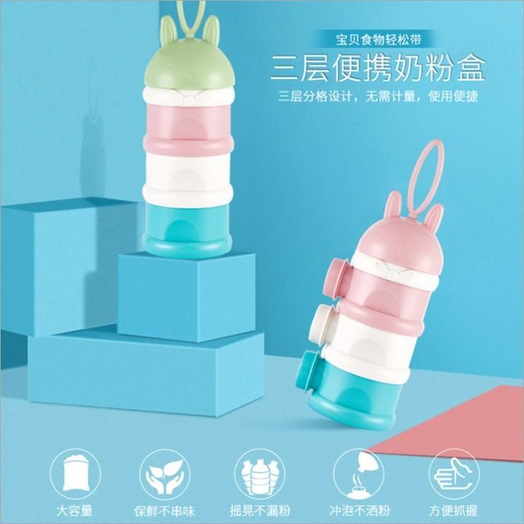 Cartoon Cute Baby Milk Powder Box Portable Out Side Open Milk Powder Box Large Capacity Stratified Milk Powder Storage Box