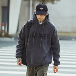 Men pure cotton Hooded Sweatshirt 2025 Spring & Fall New arrival Outwear Fleece-lined Heavy weight American Loose Trendy Clothes