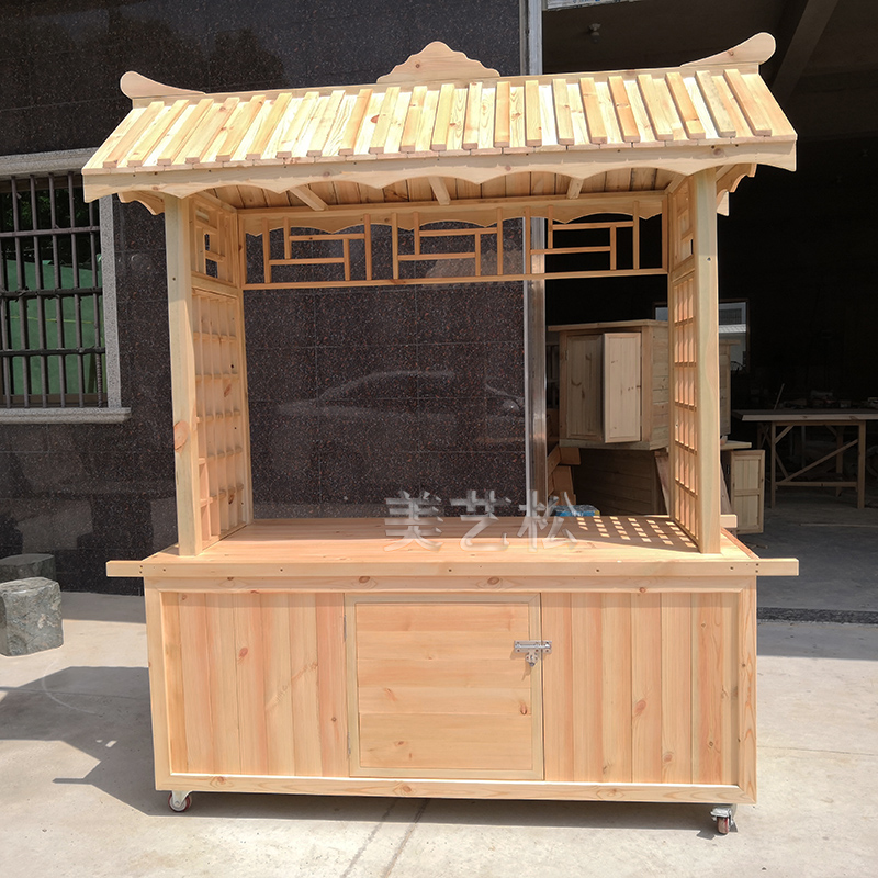 Anti-corrosion wood antique vending cart mobile float mobile snack cart scenic area market stalls scenic area net red cart