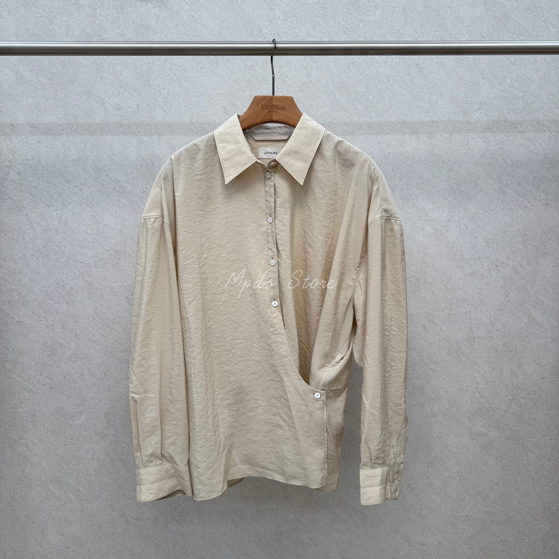 26 Spring/Summer Lemaire Classic Straight Collar Twisted Side Button Dry Silk Shirt