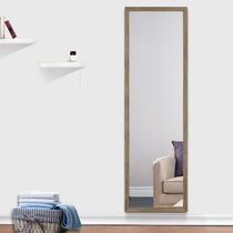 Plain wood color dressing mirror wall hanging mirror wall solid wood full length mirror wall fitting mirror household floor mirror ins Wind