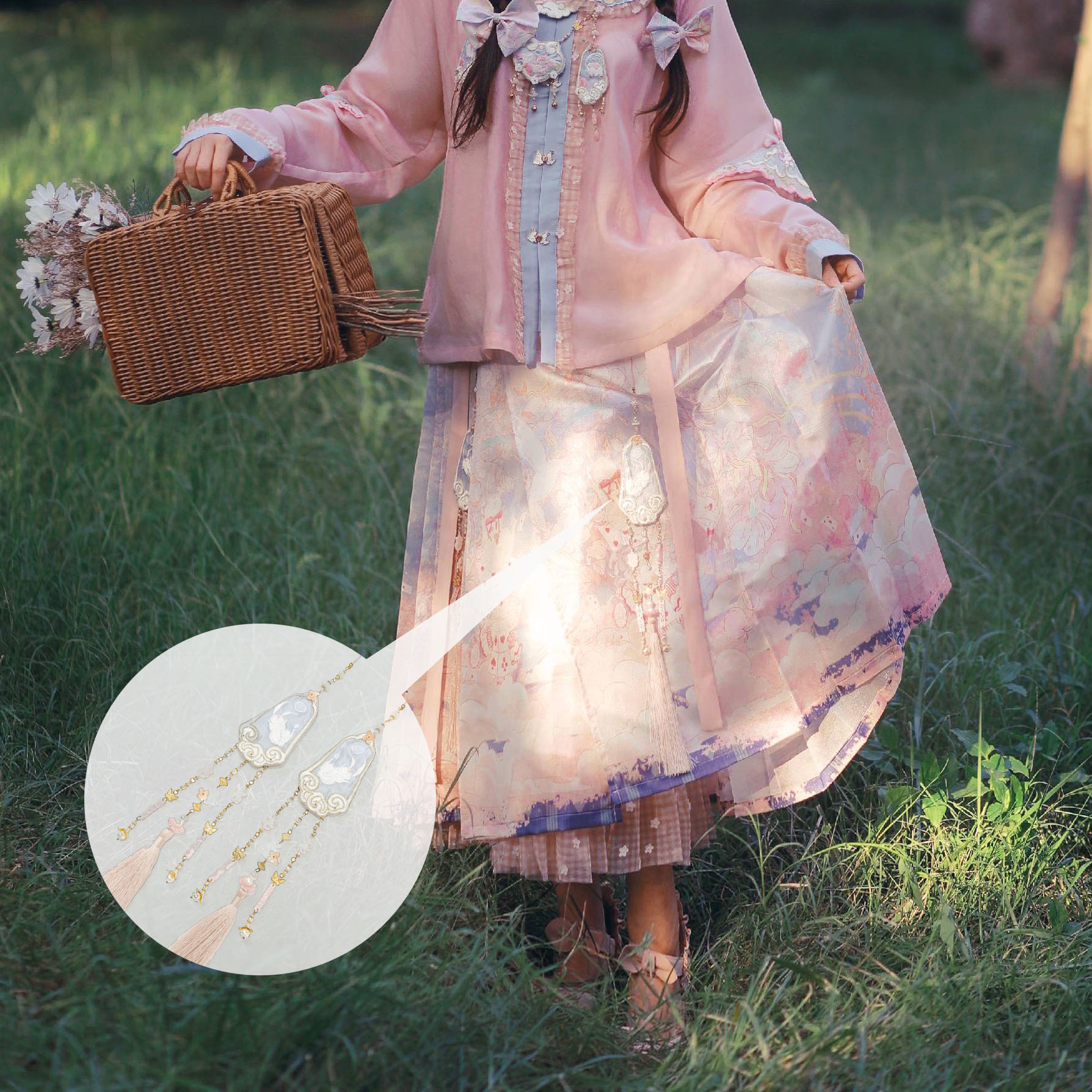 Hanfeng (3 years old) same prohibited embroidery piece soft buzz cute Hanji clothing accessories around small objects