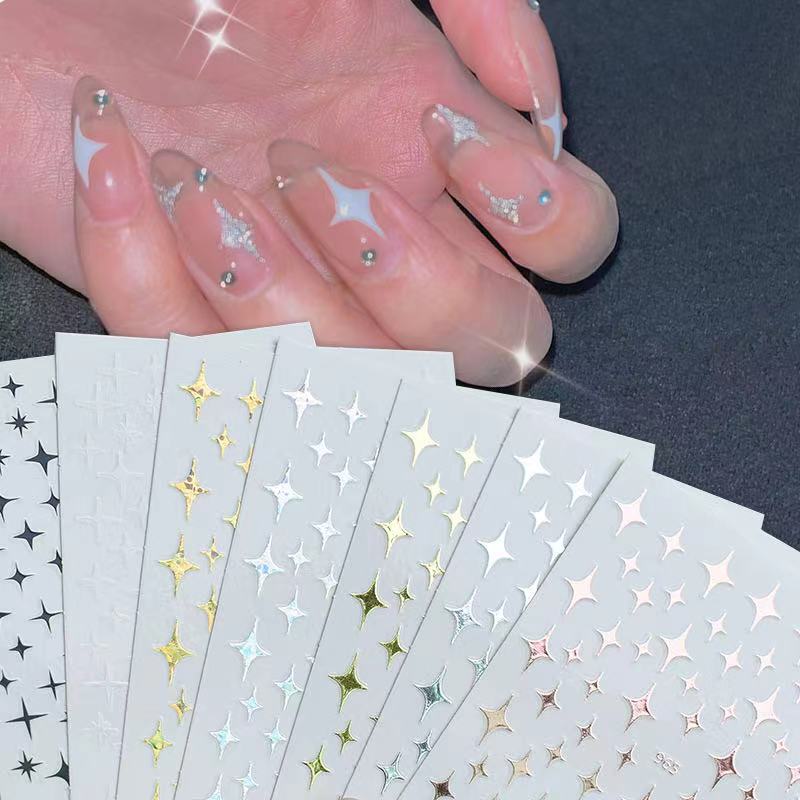Internet Celebrity New Starburst Meteor Nail Stickers 3D Adhesive Laser Gold Black Silver Nail Stickers Decals Internet Celebrity New Starburst Meteor Nail Stickers 3D Adhesive Laser Gold Black Silver Nail Stickers Decals