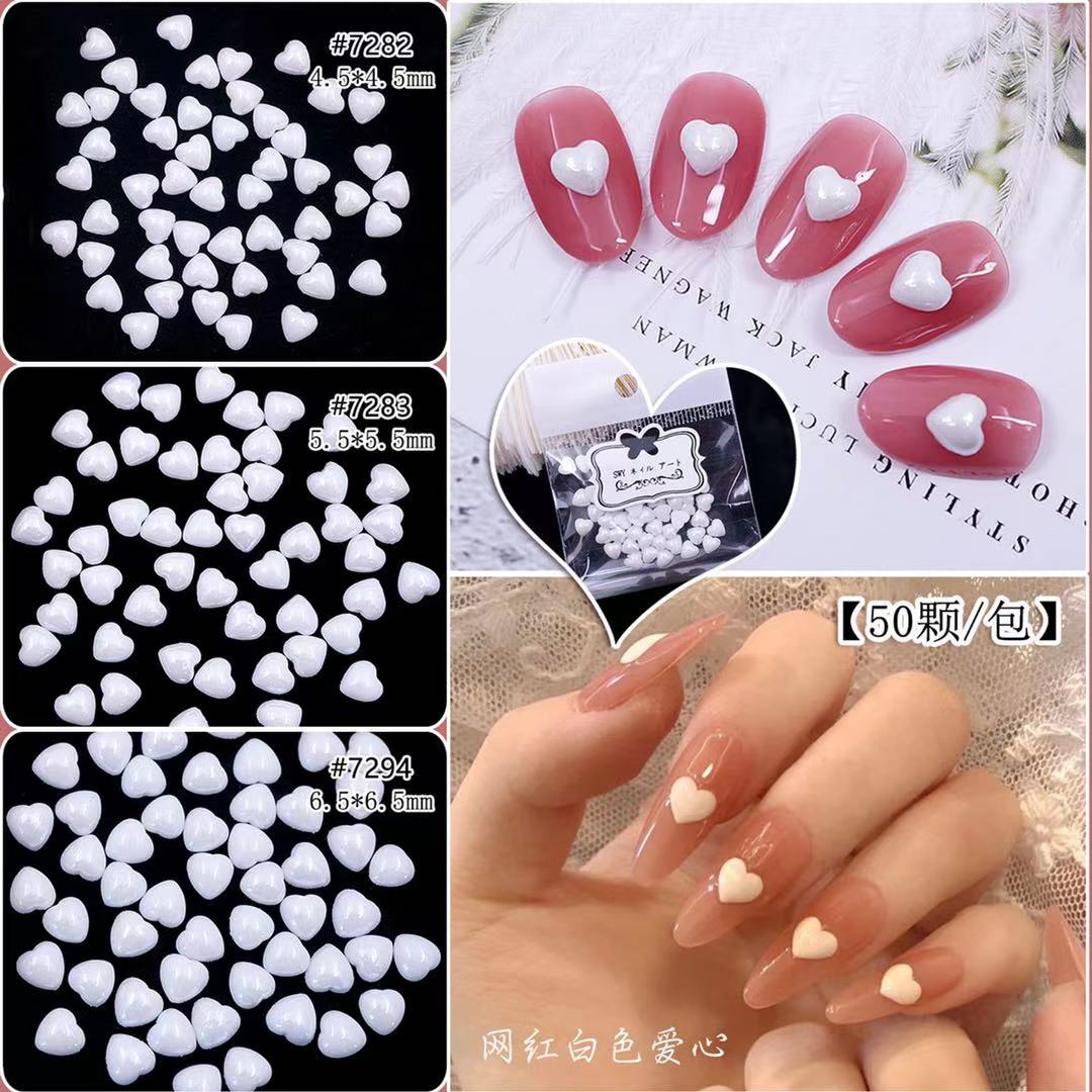Net Red Beauty Chia Ornament Quality Ceramic Peach Hearts Half Face Flat Bottom Small White Solid Nail Polish Loving Shape Decoration