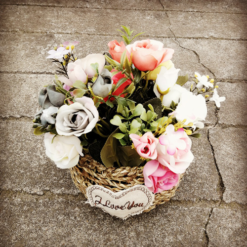 Fields Garden Mori Department Diy Emulation Flower Small Pendulum Pieces Flower Bouquet National Painting Flowers Branches Little Flowers Morandi Color Sky Fragrant Snow Rose