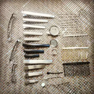 Flowers DIY jewelry accessories material diy of clip clip by CLEVIS forks black hairclip brooch