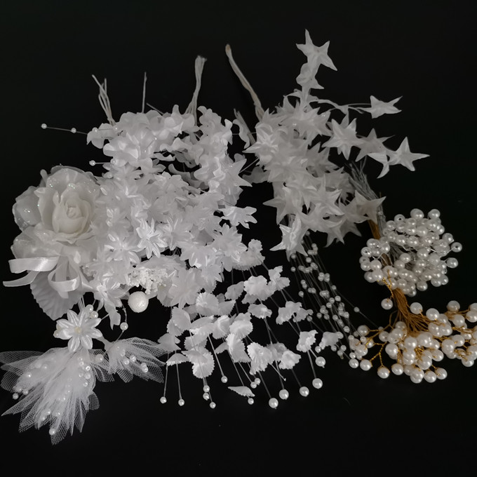 Flower Sea Great World Diy Handmade Accessories Emulation Floral Hair Accessories Material Group Fan Flow Su Pendant White Full of Star