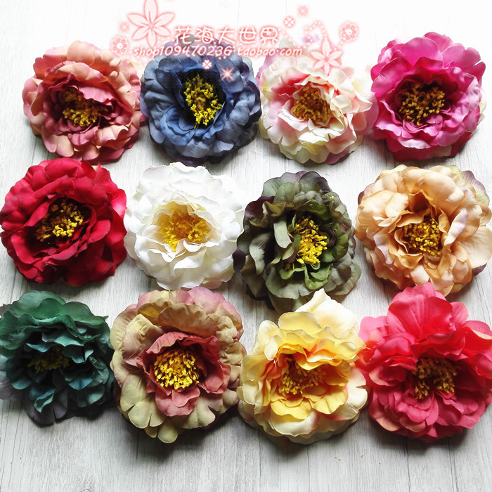 16 simulation peony wedding supplies silk flower simulation flower DIY shoes flower head flower corsage shooting props straw hat with flowers