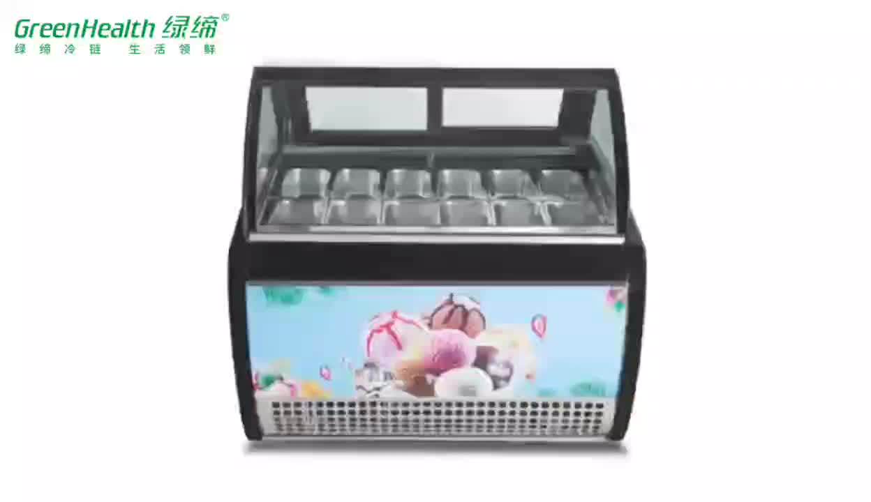 Oem Double Row Gelato Display Freezer Food Grade Ice Cream Refrigerator