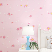 Romantic floral bedroom wallpaper pastoral warm living room special background wall wallpaper non-woven wedding room girl pink