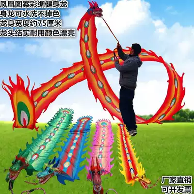 Square fitness dragon throwing dragon dancing dragon ribbon throwing color dragon color strip Beginner adult middle-aged and elderly Phoenix dancing dragon head shaking dragon