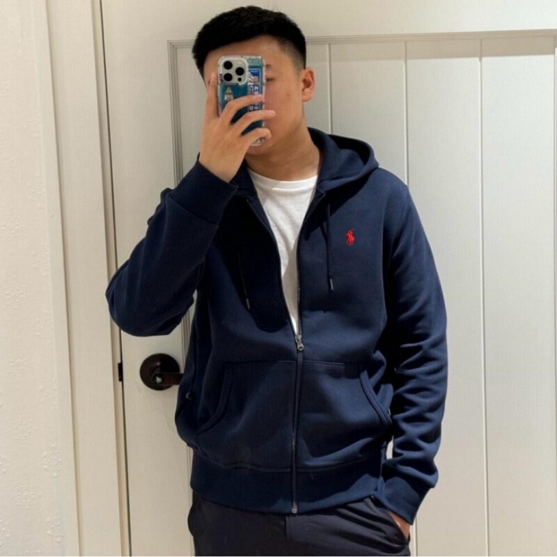 American Style Autumn and Winter Paul Sweatshirt Men's Hooded Fleece Top Polo Pure Cotton Comfortable Cardigan Zipper Casual Jacket