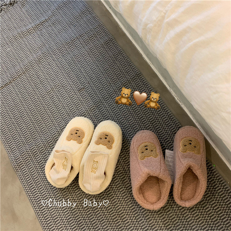 chubby baby* warm and comfortable couple minima nice looking plush small bear thick bottom home slippers