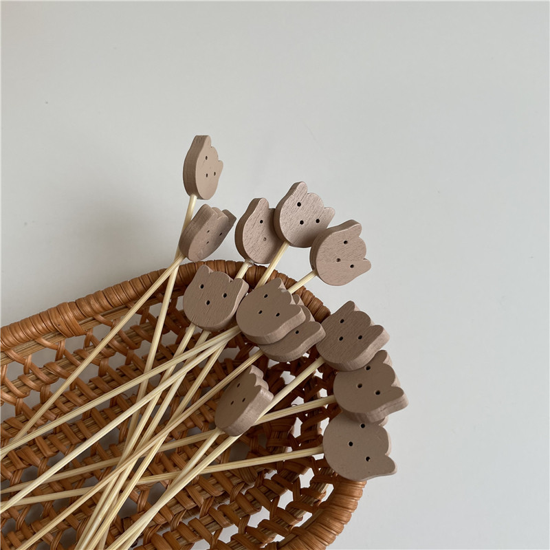 chubby baby * self-use money ~ cute good for a small bear head fruit fork with fruit in disposable summer