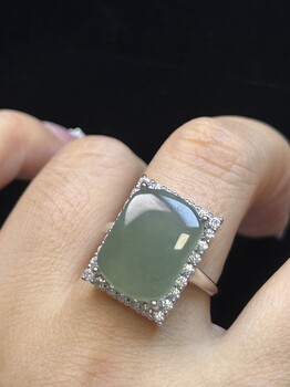 Natural a-grade emerald blue water saddle ring, fashionable, versatile, men's and women's opening, adjustable 814134