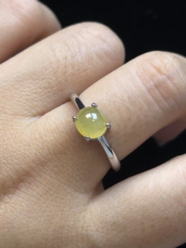 Fashionable and simple natural myanmar a-grade jadeite ice yellow ring exquisite temperament women's model adjustable and versatile 814137