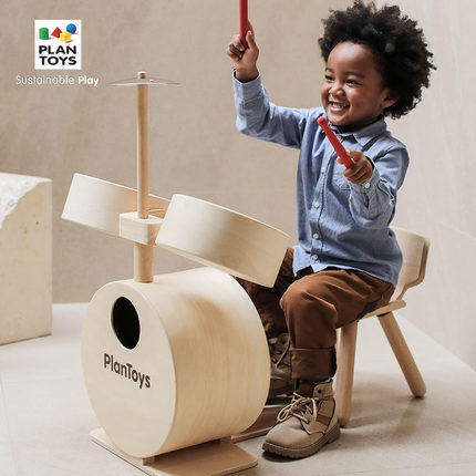 Thai PlanToys Drum Rack Drums Children's Percussion Instrument Imported Music Early Education Wooden Drum Toys For Boys