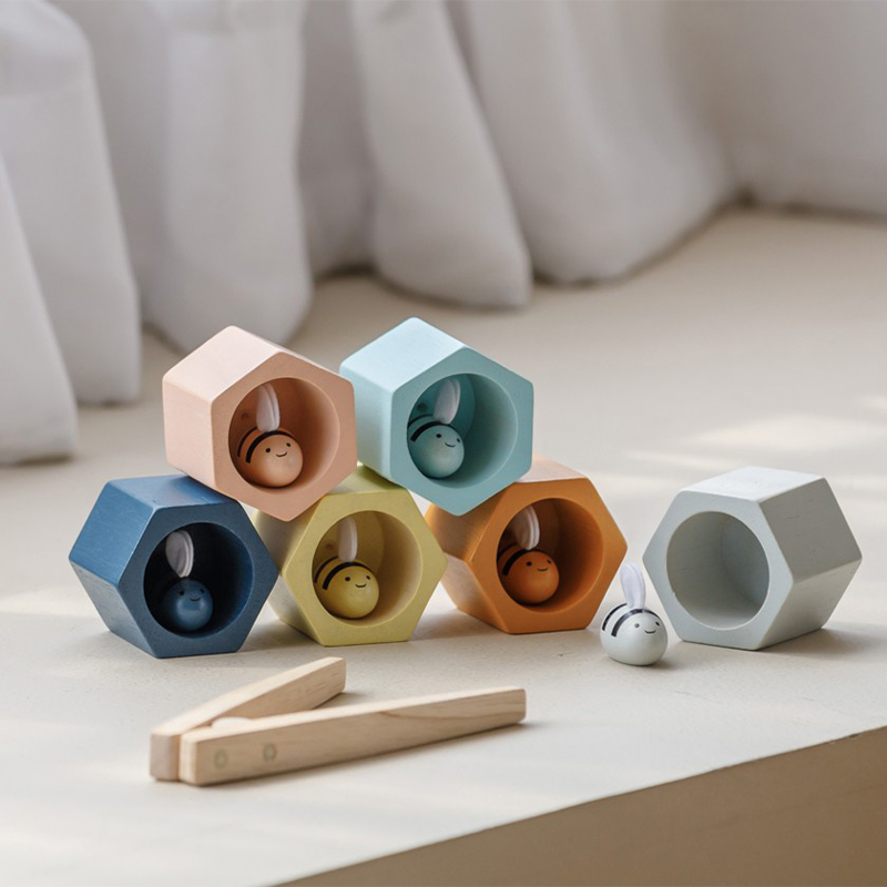 Thailand PlanToys New Beehive Games Children's Puzzle Premature Toy Color Pattern Shape Cognitive Building