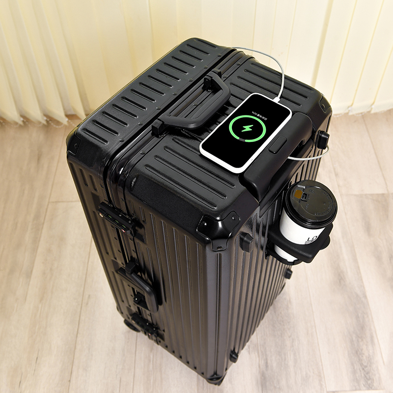 Large-Capacity Multi-Functional Suitcase Aluminum Frame Trolley Case 28inch Password Lock Brake Universal Wheel Travel Case for Men and Women