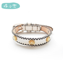 Duo Xiaodou hand-stitched white and black thread collar pet cat teddy bichon golden retriever dog bell collar