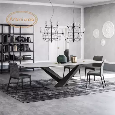 Italian minimalist dining table and chair combination household small apartment dining table Nordic rock board table square modern simple dining table