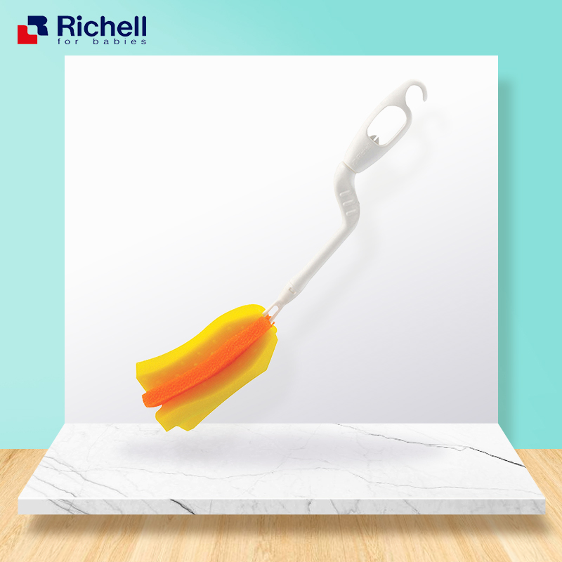 Richell Rotary bottle brush Baby bottle cleaning tool Bottle sponge brush replacement head