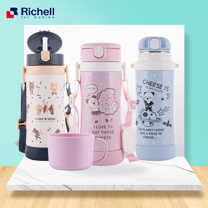 Ricell Leicher's new children's stainless steel insulated cup with straw baby school drinking cup autumn and winter water glass 490-Taobao
