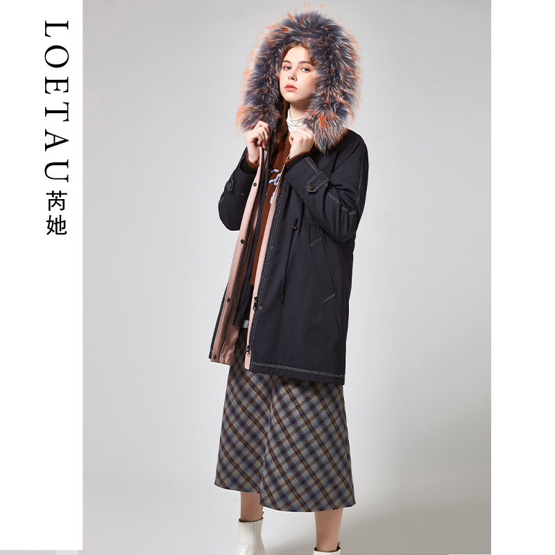 Faction to overcome female mid-length version 2020 Winter new Rex rabbit hair liner detachable leather grass fur integrated tooling jacket
