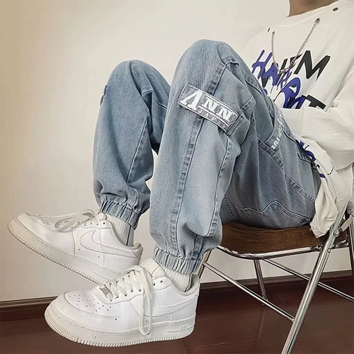 Флисовые джинсы, японские штаны, в американском стиле, оверсайз, размер, осенние