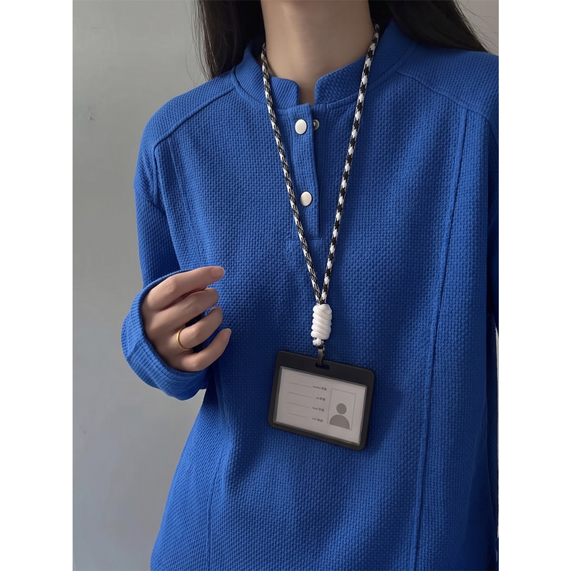 American Retro Klein Blue Straight-Shoulder Long-Sleeve T-Shirt for Men, Autumn Trendy Brand Deconstructed Heavy-Duty Base Layer Shirt American Retro Klein Blue Straight-Shoulder Long-Sleeve T-Shirt for Men, Autumn Trendy Brand Deconstructed Heavy-Duty Base Layer Shirt