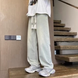 Осенние черные джинсы, штаны для отдыха, в американском стиле, эластичная талия, свободный прямой крой