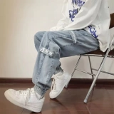 Флисовые джинсы, японские штаны, в американском стиле, оверсайз, размер, осенние