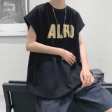 Хлопковая летняя тонкая футболка без рукавов, баскетбольный трендовый брендовый спортивный жилет, большой размер, короткий рукав