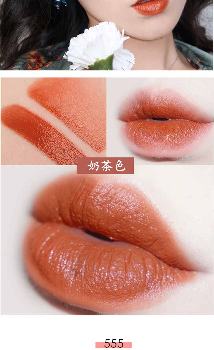 GIỮ LIVE Light Velvet Lip Glaze Matte Tomato Brown Orange Red Dry Rose Beans Plum Color Lip Gloss Lipstick - Son bóng / Liquid Rouge