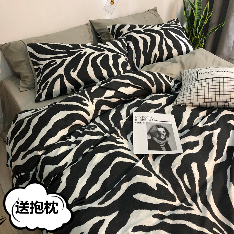 In Nordic Wind Four-Piece Cotton Set Cotton Bed Bed Bed Bed with Creative Bed Three Pieces