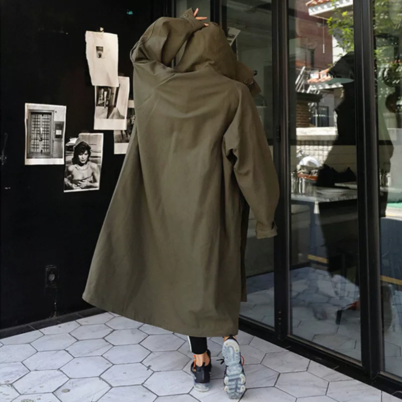 Длинное trench coat, модная куртка, худи для студентов, oversize, максимальная длина