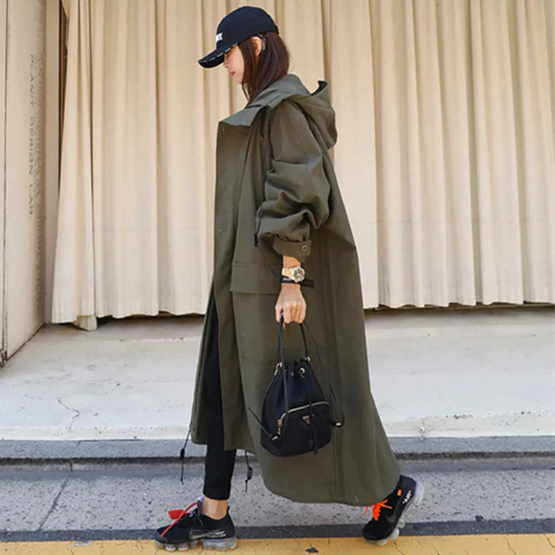 Длинное trench coat, модная куртка, худи для студентов, oversize, максимальная длина