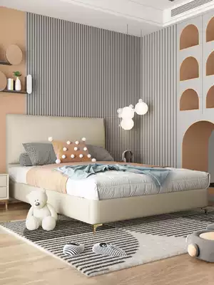 Nordic leather children bed boy single bed modern simple light luxury Wind 1 5 meters children bed girl princess bed