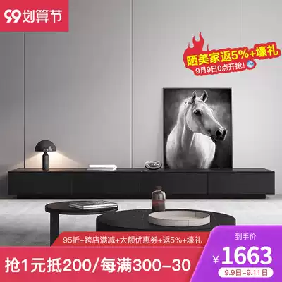 Nordic rock board TV cabinet modern simple light luxury minimalist small apartment round coffee table TV cabinet combination