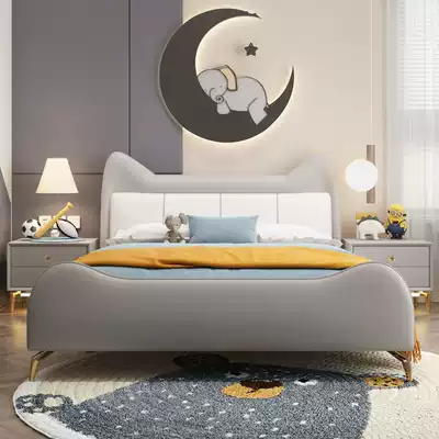 Nordic children's bed boy single bed modern minimalist leather children's bed children's bed girl princess bed cartoon bed